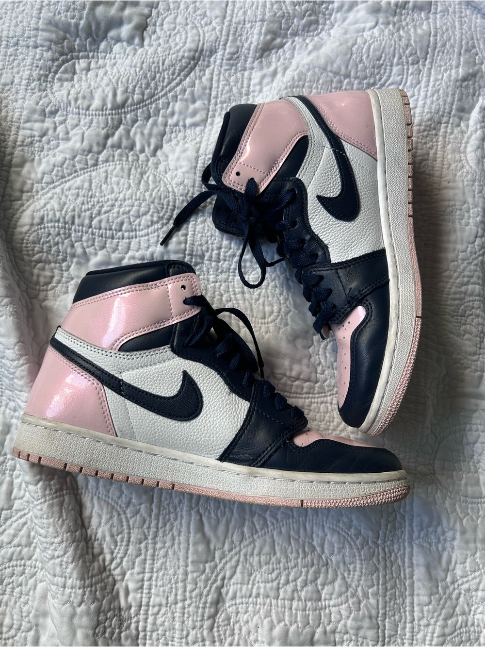 Nike Women’s Pink Navy White High-Top Sneakers